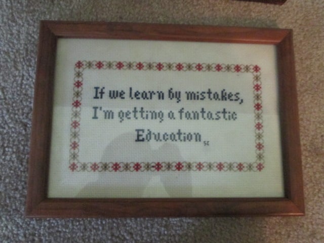 Four Framed and Matted Sassy Cross Stitch Quotes and Victorian Dressing Room Needle Work - 3