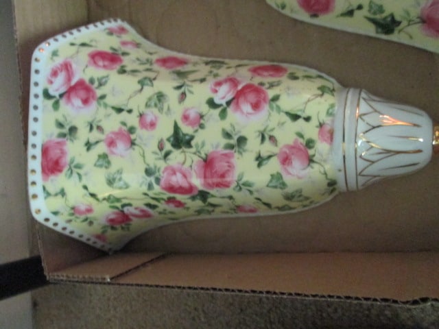 Pair of Porcelain Wall Pockets with Rose Blossom Motif - 3