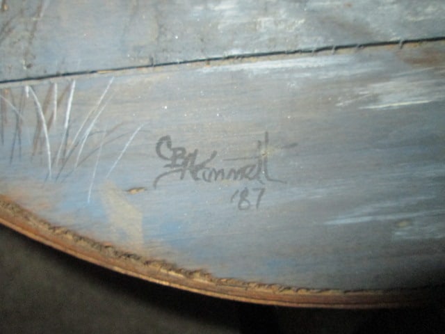 Signed Handpainted Bent Wood Cheese Box with Mallards on Pond Design - 4