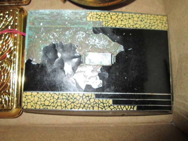 Two Vintage Ladies Cigarette Cases, Compact and Footed Powder Box - 2