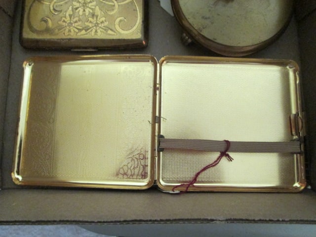 Two Vintage Ladies Cigarette Cases, Compact and Footed Powder Box - 5