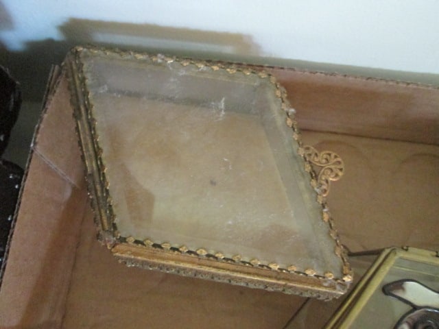 Four Brass/Gold Frame Glass Trinket Boxes - 7