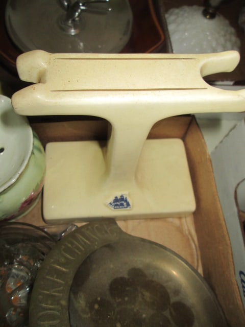Manly Items Porcelain Mustache Mug, Old Spice Razor Stand, Brass Coin Dish, - 3