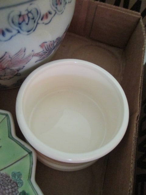 Chinoiserie Fan Dish, Small Fish Bowl Planter and Fitz and Floyd Nautical Trinket Box - 3