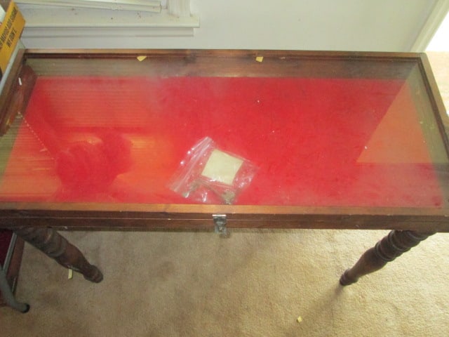Large Wood Display Case with Turned Wood Legs - 2