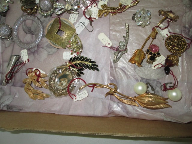 Grouping of Vintage Brooches, Earrings, Stick Pin and Bracelets - 4