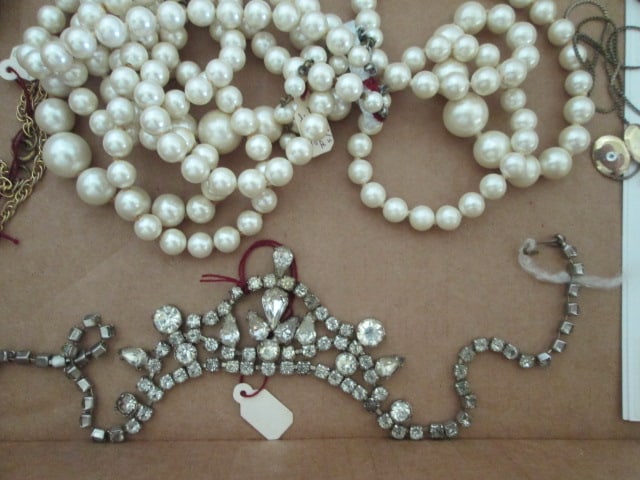 Grouping of Vintage Brooches and Earring Sets, Faux Pearls, Brooches, Bracelets, etc. - 4