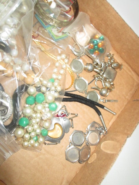 Grouping of Vintage Brooches, Earrings, Colorful Beaded Necklaces, Shoe Clips, etc. - 2
