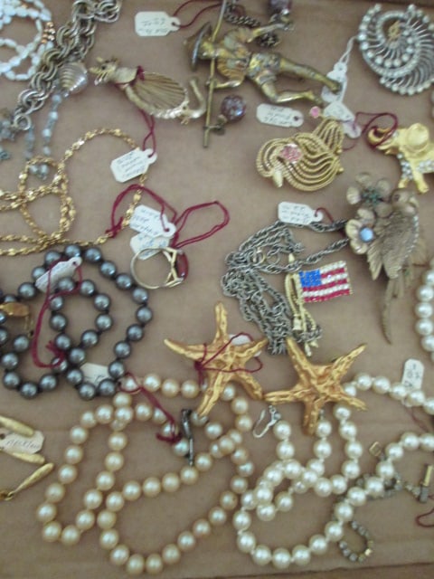 Grouping of Vintage Faux Pearls, Brooches, Sweater Pins, etc. - 3