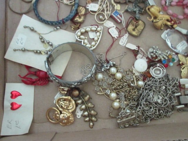 Grouping of Vintage Brooches, Shoe Clips, Beaded Necklaces, Earrings, Bracelets, etc. - 4