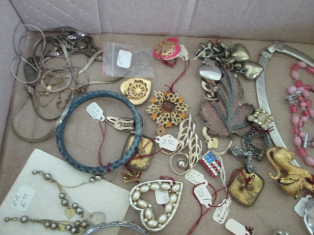Grouping of Vintage Brooches, Shoe Clips, Beaded Necklaces, Earrings, Bracelets, etc. - 5