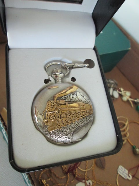 Fashion Jewelry Geneva His & Hers Wrist Watches, Gruen Pocket Watch, Vintage Earrings, - 4
