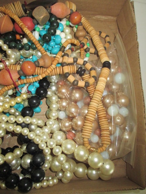 Grouping of Vintage Colorful Beaded Necklaces and Faux Pearls - 2