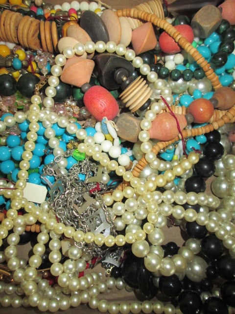 Grouping of Vintage Colorful Beaded Necklaces and Faux Pearls - 3