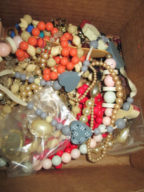 Grouping of Vintage Fashion Necklaces, Earrings, Pins, Faux Pearls, etc. - 2