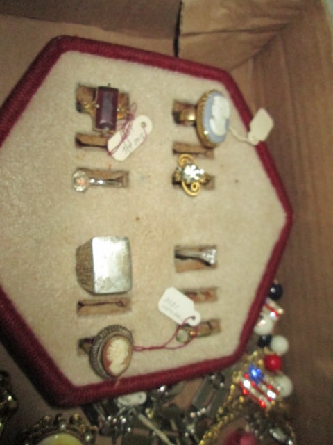 Grouping of Vintage Cameo Rings, Portrait Brooches, Gold Tone Necklaces, Earrings, etc. - 4