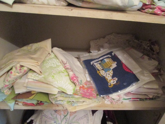 Large Grouping of Vintage Doilies, Kitchen Towels, Table Cloths, Sheets, Blankets, etc. - 4