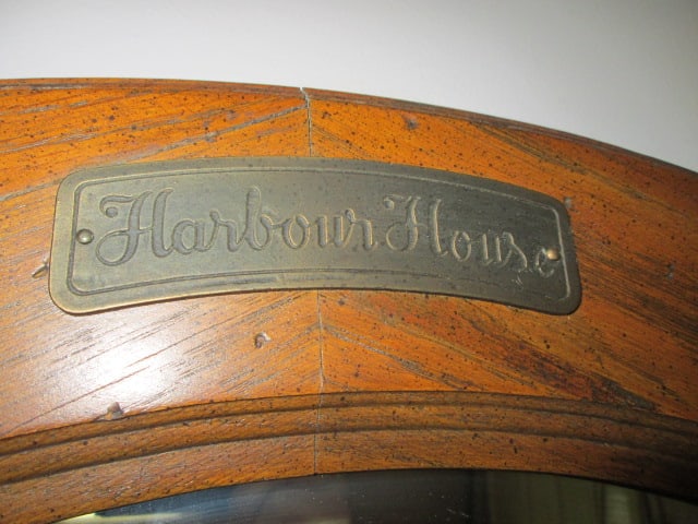 Vintage Harbour House Furniture Oak Spanish Revival Style Ship's Wheel Wall Mirror - 3