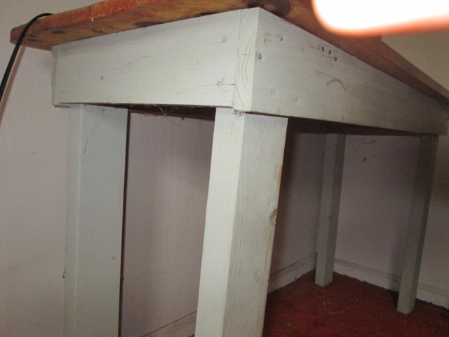 Rustic Pine Plank Top Work Table with Painted Base - 2