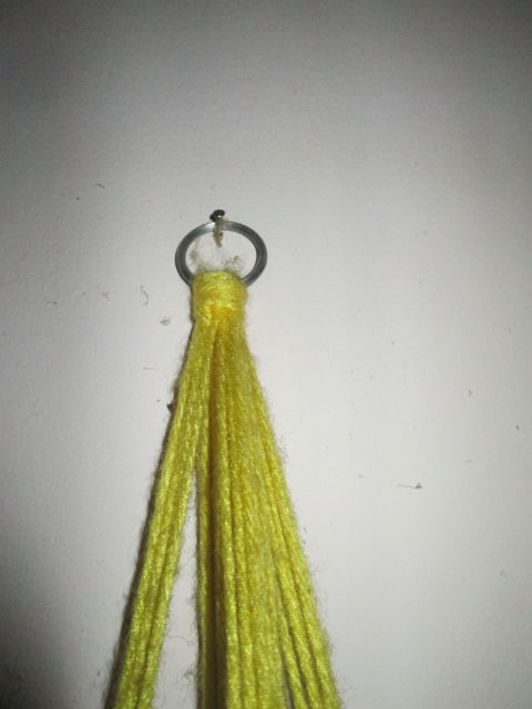 Retro Orange Drip Glazed Planter in Yellow Knotted Yarn Macrame Plant Hanger - 3