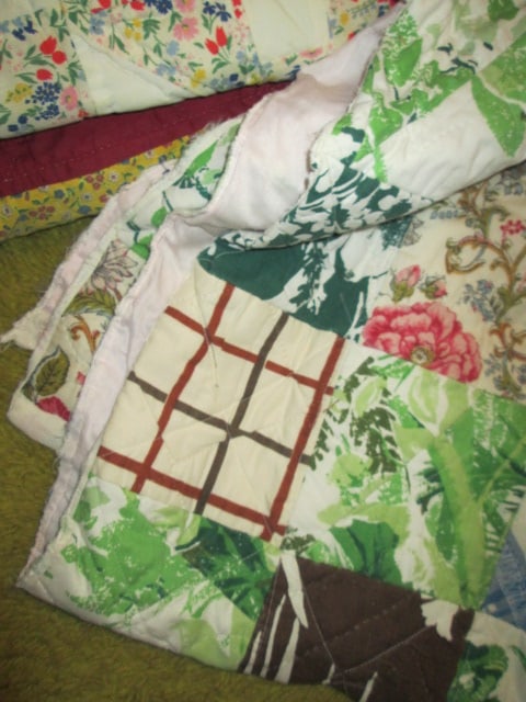 Old Hand Pieced Quilt Top, Unfinished Hand Sewn Patchwork Quilt, Hand Sewn - 2