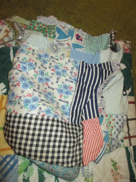 Old Hand Pieced Quilt Top, Unfinished Hand Sewn Patchwork Quilt, Hand Sewn - 3