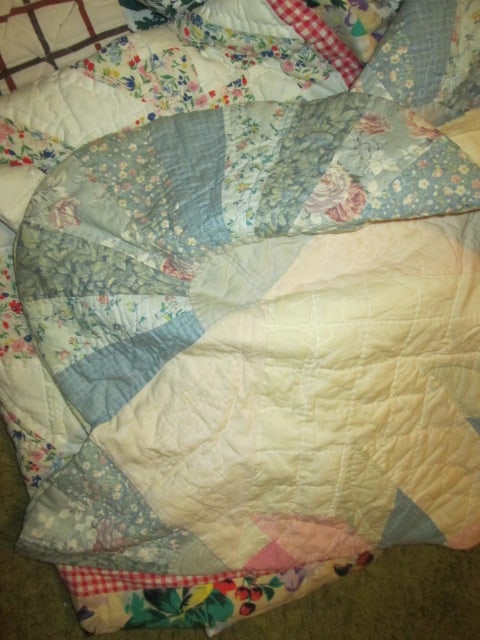 Old Hand Pieced Quilt Top, Unfinished Hand Sewn Patchwork Quilt, Hand Sewn - 5