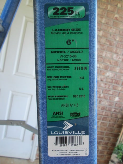 Louisville 6' Blue Fiberglass A Frame Step Ladder - 4