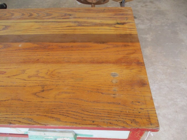 Vintage Rustic Oak 2 Drawer Classroom Desk - 7