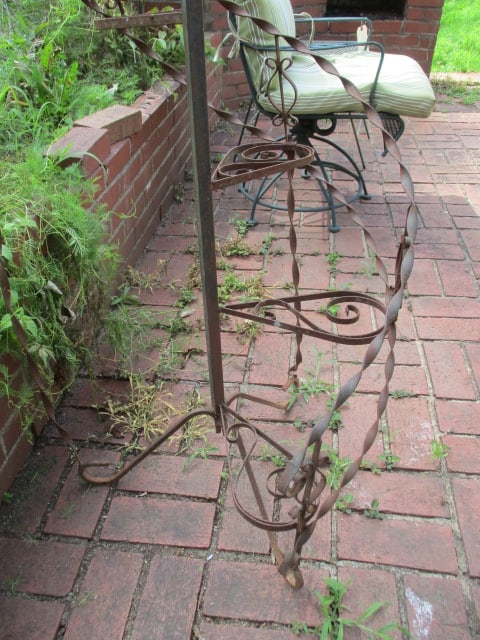 Midcentury Wrought Metal Spiral Staircase Shape Plant Stand - 2