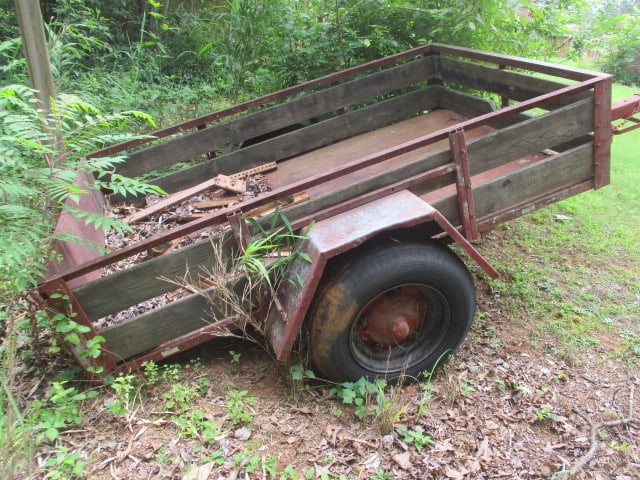 Single Axel Steel Bed Trailer with Wood Slat Sides - 2