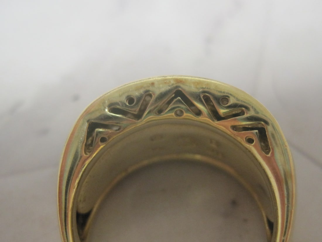 14k Gold Turquoise & Diamond Ring - 4