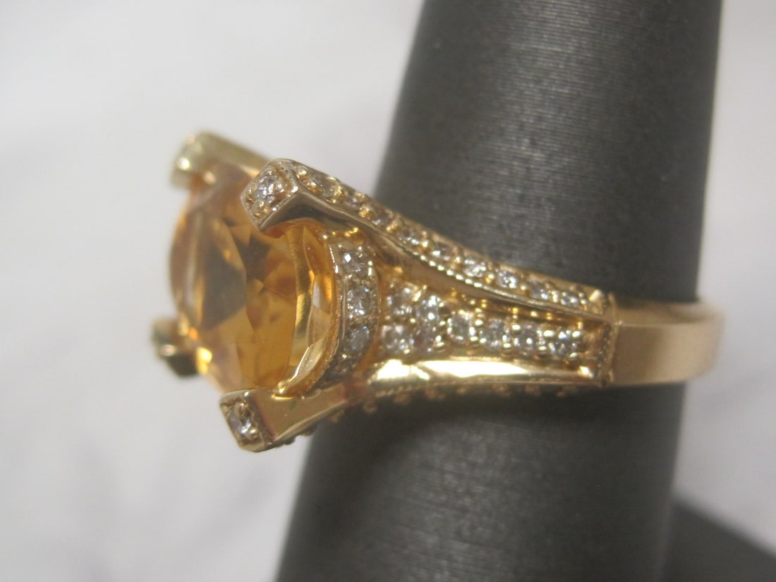 14k Gold Bold Citrine & Diamond Ring - 2