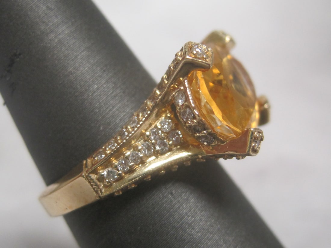 14k Gold Bold Citrine & Diamond Ring - 3