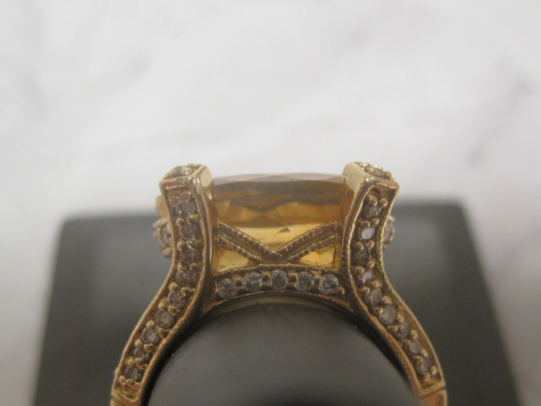 14k Gold Bold Citrine & Diamond Ring - 4
