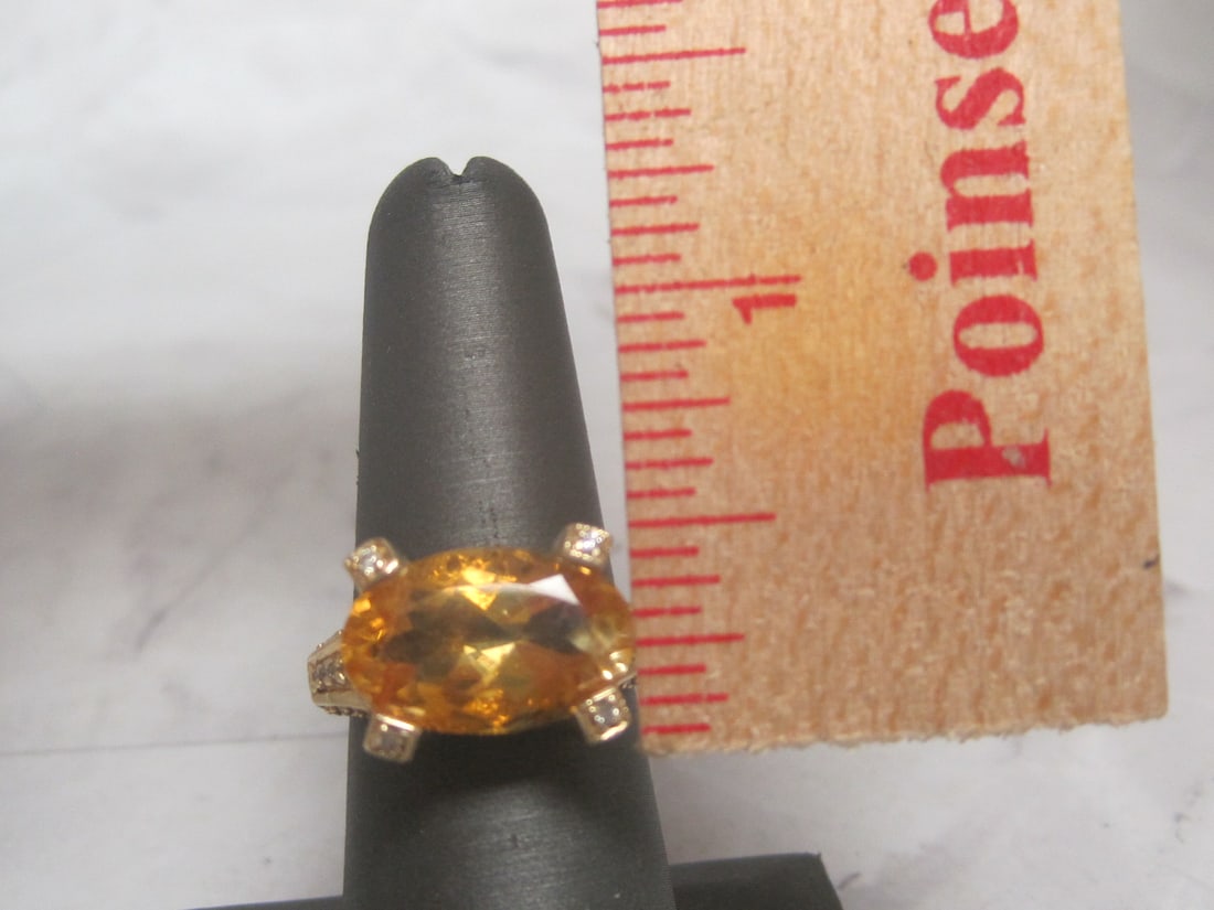 14k Gold Bold Citrine & Diamond Ring - 5