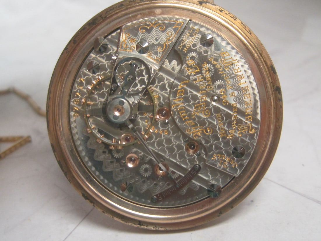 Hamilton 21 Jewels Gold-Filled Pocket Watch with Chain - 7