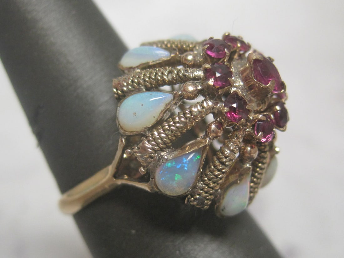 14k Gold Opal & Ruby Princess Ring - 3