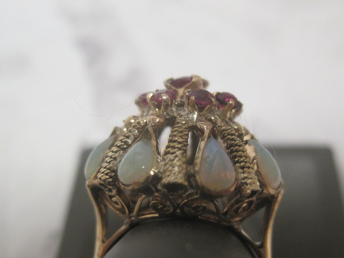 14k Gold Opal & Ruby Princess Ring - 4
