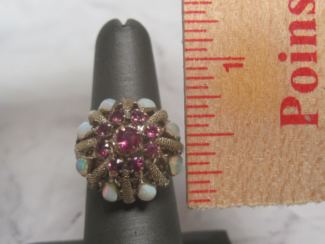 14k Gold Opal & Ruby Princess Ring - 5
