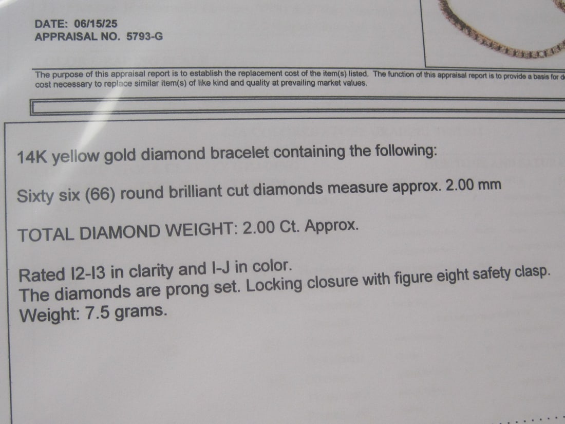 7" 14k Gold Diamond Tennis Bracelet appraised at $3550 - 8