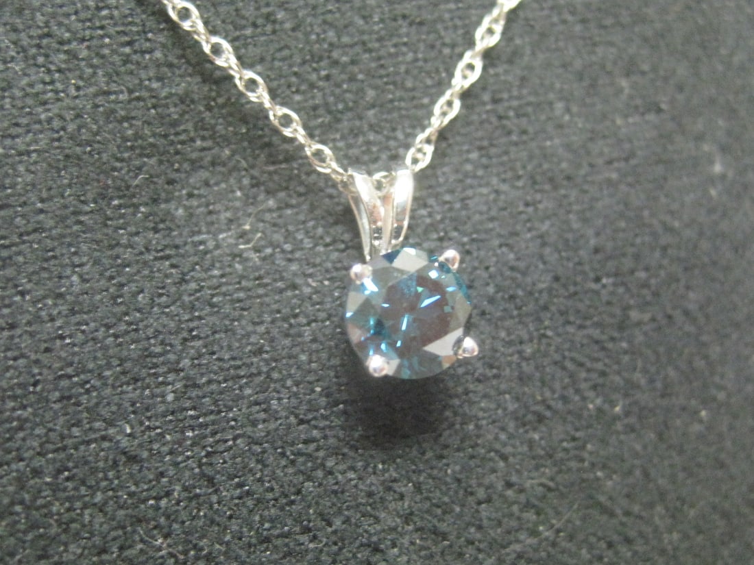10k White Gold Diamond Solitaire Pendant & 18" Chain appraised at $1650 - 7