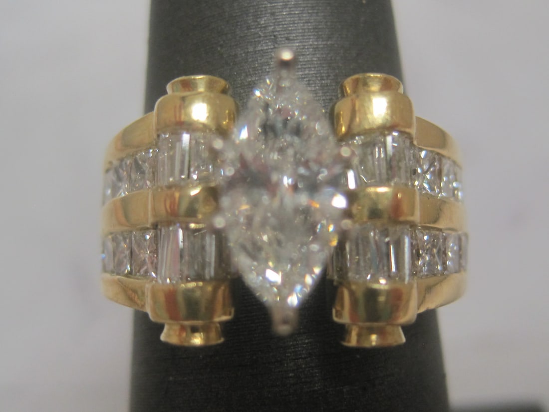 18k Yellow Gold & 14k White Gold Marquise3.12 CT TW. Diamond Ring appraised at $16,500 - 2