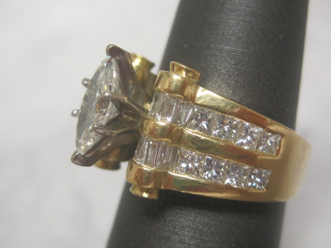 18k Yellow Gold & 14k White Gold Marquise3.12 CT TW. Diamond Ring appraised at $16,500 - 3