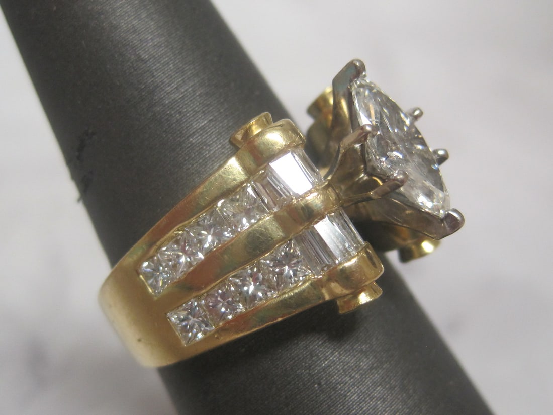 18k Yellow Gold & 14k White Gold Marquise3.12 CT TW. Diamond Ring appraised at $16,500 - 4
