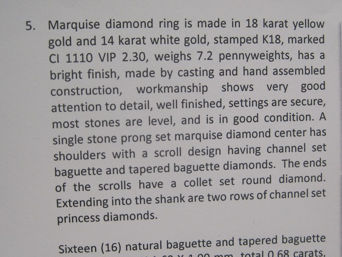 18k Yellow Gold & 14k White Gold Marquise3.12 CT TW. Diamond Ring appraised at $16,500 - 7