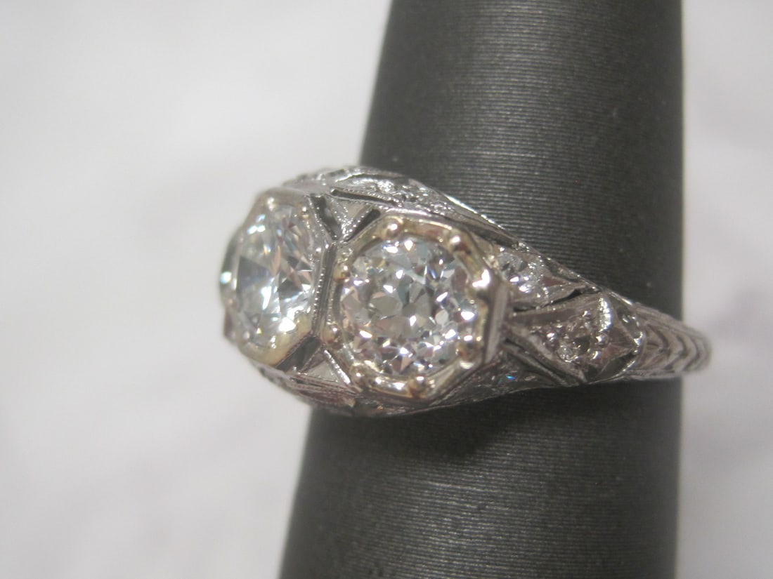 Platinum Art Deco 2.30 CT TW. Diamond Filigree Ring appraised at $13,700 - 2