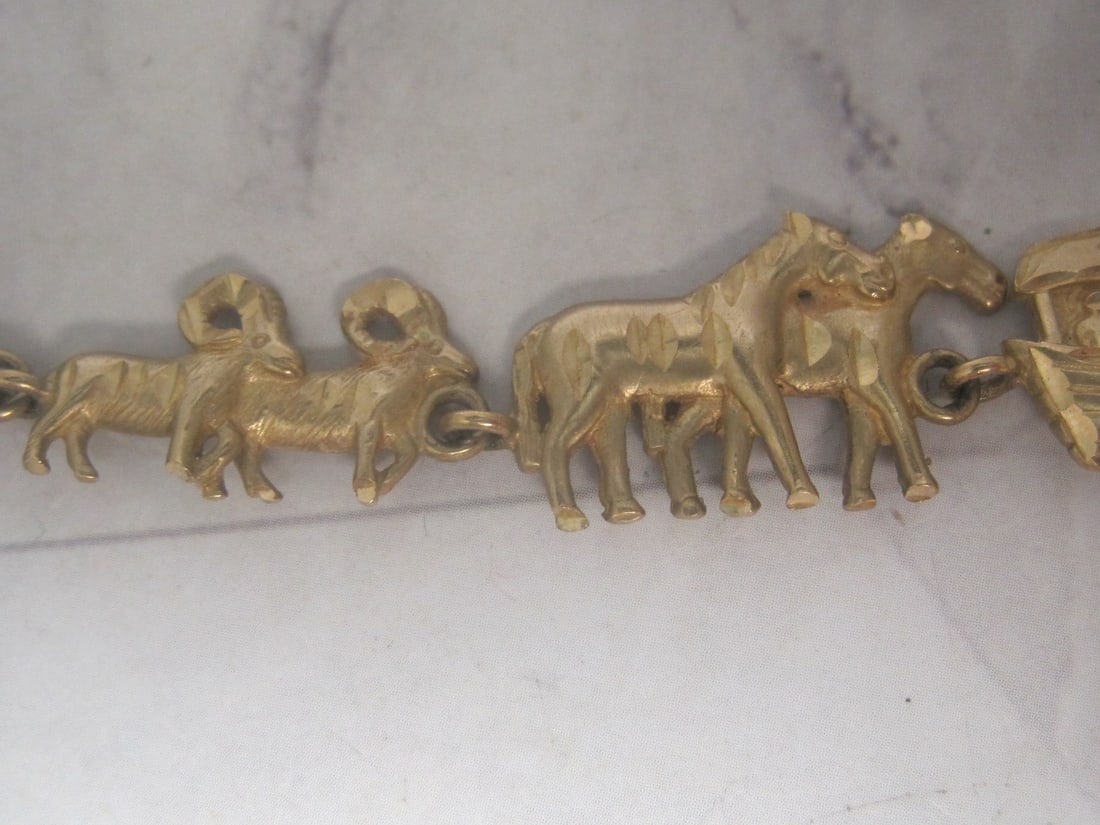 7" 10k Gold Noah's Ark Bracelet - 3
