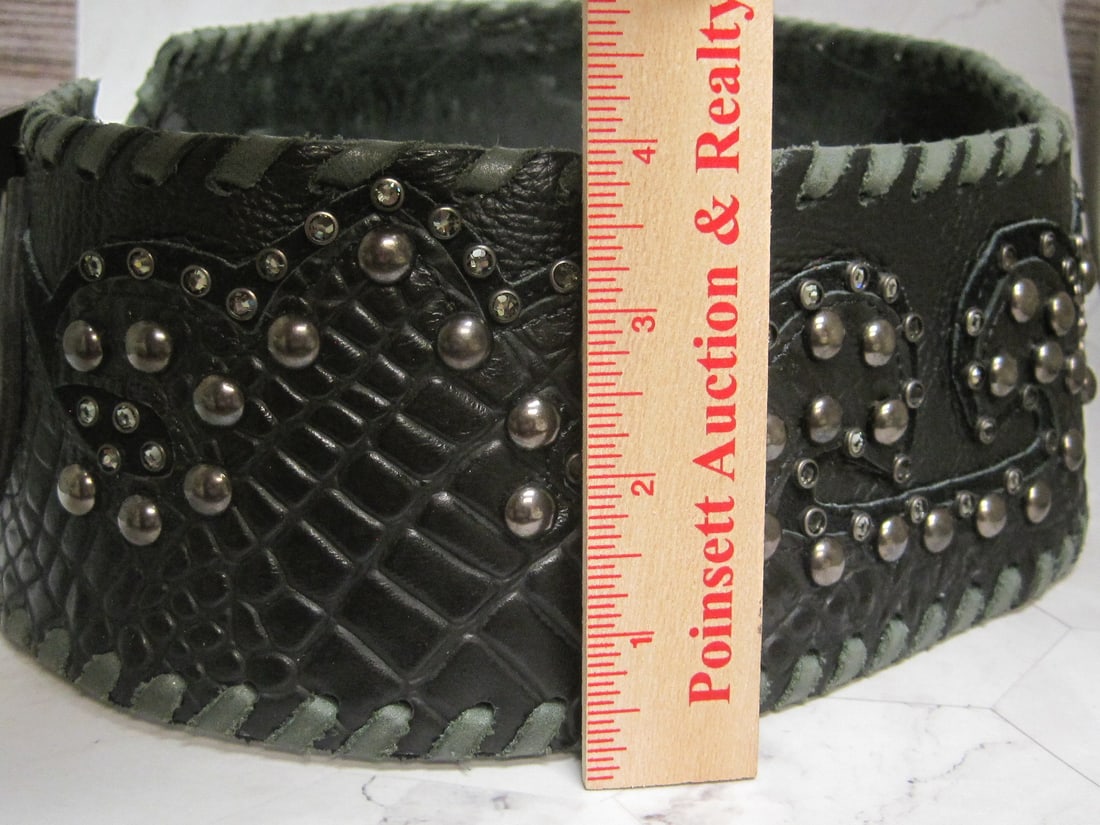 Kurtmen Tooled Leather and Studded Belt - 10