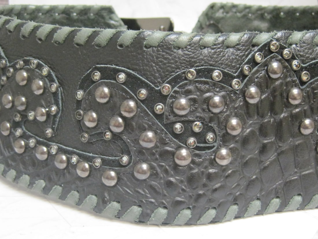 Kurtmen Tooled Leather and Studded Belt - 4
